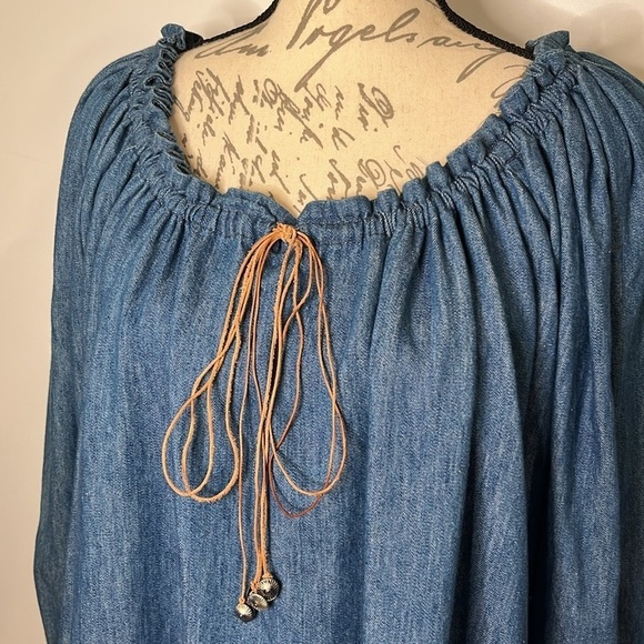 Vintage Hairson Roberson Ropa denim on or off shoulder top S - Picture 2 of 8